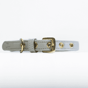 GOLDY dog collar in blue cowhide leather
