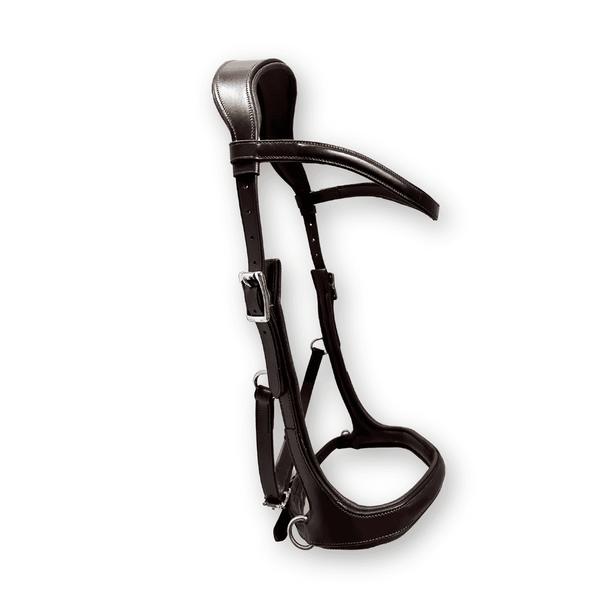 Schwarzes Leder-Sidepull Montreux für das gebisslose Training eines Pferdes